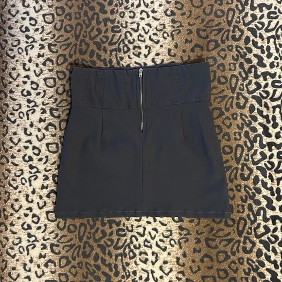 vintage 00s grey low-rise office siren bodycon fitted mini skirt - Picture 3 of 4